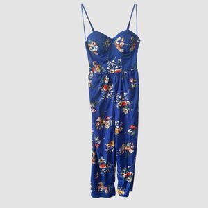 Band of Gypsies Blue Floral Spaghetti Strap Built in Bra Jumpsuit Women’s Medium